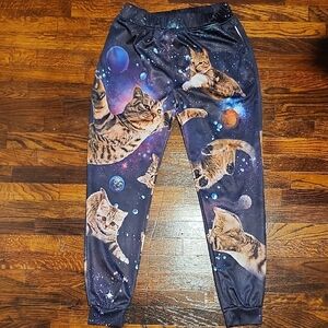 Fun Galaxy Cat Print Women's Sweatpants Size Small